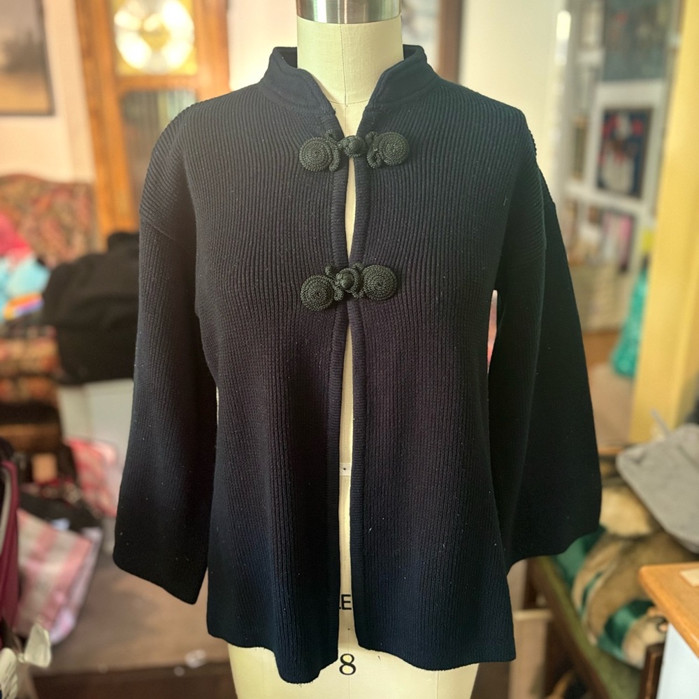 Helen Harper Elegant Vintage Black Women's Cardigan Korean Knit M/L